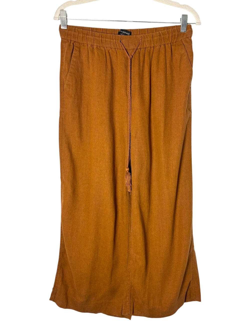Banana Republic Factory Wide-Leg Linen Blend Pull On Pants Flowy Boho Rust